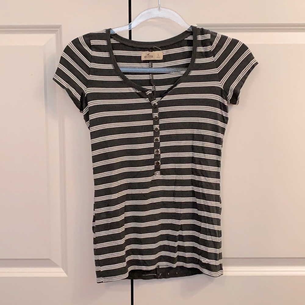 Hollister Striped Henley Top